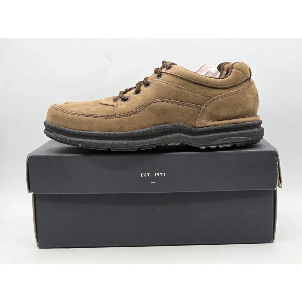 Rockport Men's Chocolate Leather World Tour Classic Walking Shoe Size 8 XW Extra